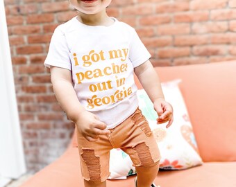 I Got My Peaches Out In Georgia Toddler Baby T-Shirt | Boho Vibes | Good Vibes | Song Lyric Shirts