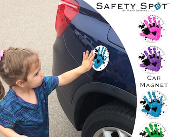 Safety Spot ™ Kids Hand Car Magnet Toddler Child Car Spot, Car Safety Kids Car Safety Parking Lot Handprint Safe Spot to Stand Reapply SPLAT