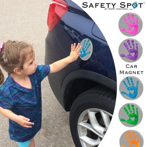 Safety Spot ® Kids Hand Car Magnet, Toddler Child Handprint Car Safety, Kids Car Safety Parking Lot Safety Handprint Safe Spot to Stand GRAY image 1