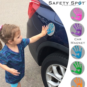Safety Spot ® キッズハンドカーマグネット、幼児用子供用手形カーセーフティ、キッズカーセーフティ駐車場安全手形安全スポットスタンドグレー