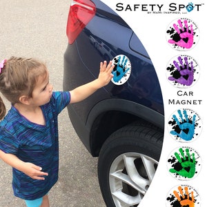 Safety Spot ™ Kids Hand Car Magnet Toddler Child Car Spot, Car Safety Kids Car Safety Parking Lot Handprint Safe Spot to Stand Reapply SPLAT image 1