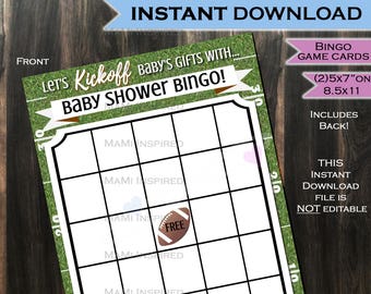 Baby Shower Bingo Game Board Baby Sprinkle- Baby Gender Neutral Football Fall Fill In Personalize Custom Printable INSTANT Self EDITABLE 5x7