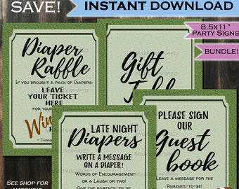 Baby Shower- Late Night Diaper Thoughts Diaper Raffle Gift Table Guestbook Sign- Football Theme Party decorations Printable INSTANT ACCESS