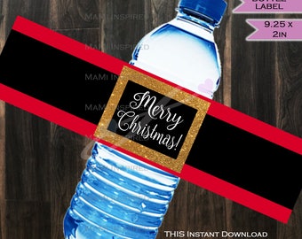 Christmas Water Bottle Label Beer Label Wrap - Merry Christmas Water Label Food Sign Holiday Party Decorations Printable INSTANT ACCESS