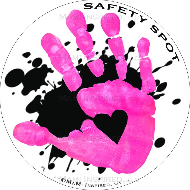 Safety Spot ™ Kids Hand Car Magnet Toddler Child Car Spot, Car Safety Kids Car Safety Parking Lot Handprint Safe Spot to Stand Reapply SPLAT Pink