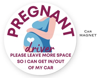 Reusable Pregnant Driver Magnet by Safety Spot ®, Removable New Mom Driver Car Sign, Please Be Patient Baby Bump, Baby Shower Gift for Mom