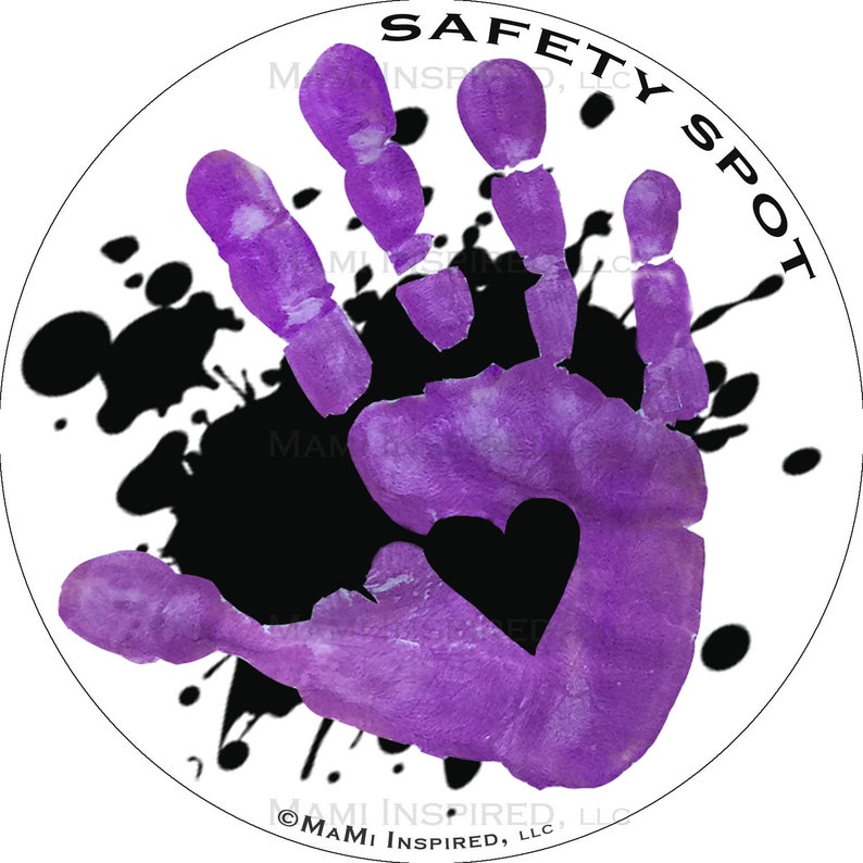 Safety Spot ™ Kids Hand Car Magnet Toddler Child Car Spot, Car Safety Kids Car Safety Parking Lot Handprint Safe Spot to Stand Reapply SPLAT Purple