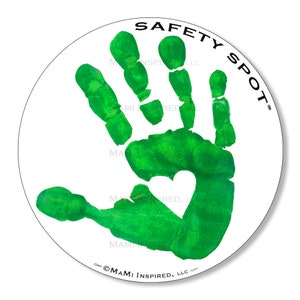 Safety Spot Car Decal Kids Handprint Vinyl Decal, Handprint Kids Car Safety, Parking Lot Safety, Handprint Safe Spot to Stand Green