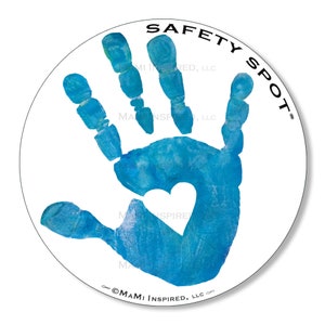 Safety Spot Car Decal Kids Handprint Vinyl Decal, Handprint Kids Car Safety, Parking Lot Safety, Handprint Safe Spot to Stand Blue