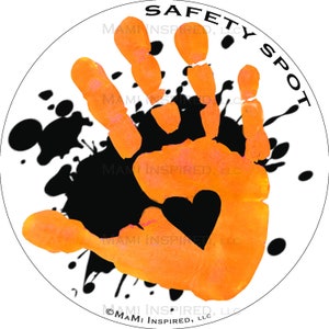 Safety Spot ™ Kids Hand Car Magnet Toddler Child Car Spot, Car Safety Kids Car Safety Parking Lot Handprint Safe Spot to Stand Reapply SPLAT Orange