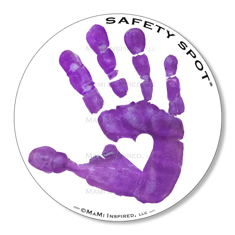 Safety Spot Car Decal Kids Handprint Vinyl Decal, Handprint Kids Car Safety, Parking Lot Safety, Handprint Safe Spot to Stand Purple