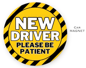 Safety Spot ® Reusable New Driver Magnet, Removable Drivers Ed Car Sign, Please Be Patient Student Driver Warning Gift for New Driver YELLOW