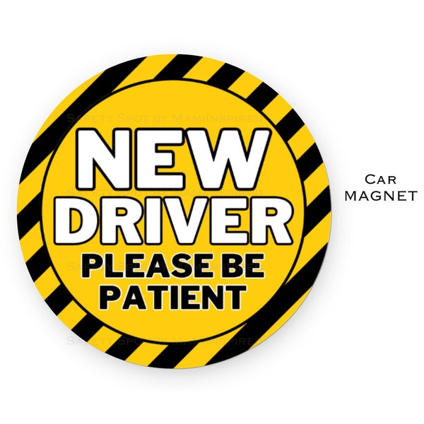 Safety Spot ® Reusable New Driver Magnet, Removable Drivers Ed Car Sign, Please Be Patient Student Driver Warning Gift for New Driver YELLOW