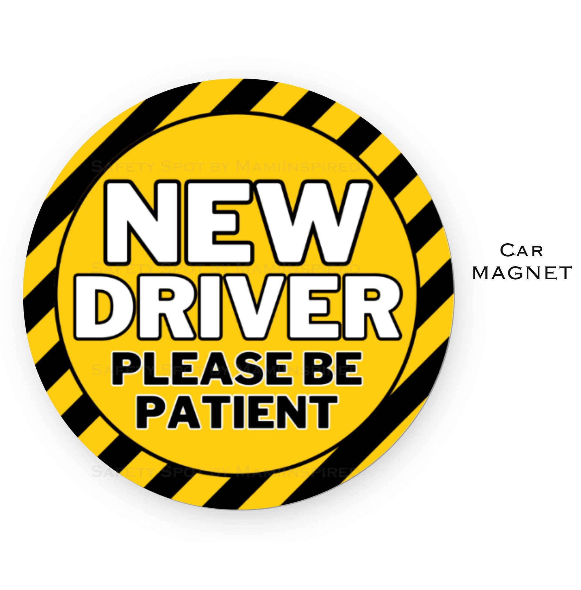 Safety Spot ® Reusable New Driver Magnet, Removable Drivers Ed Car Sign, Please Be Patient Student Driver Warning Gift for New Driver YELLOW