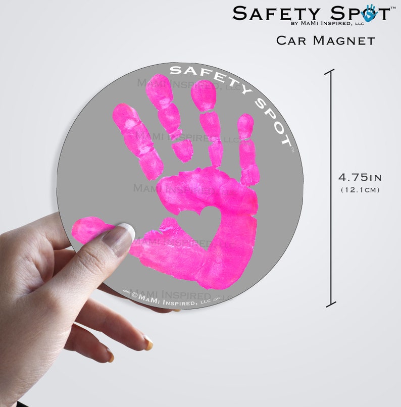 Safety Spot ® Kids Hand Car Magnet, Toddler Child Handprint Car Safety, Kids Car Safety Parking Lot Safety Handprint Safe Spot to Stand GRAY image 2