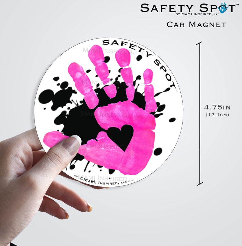 Safety Spot ™ Kids Hand Car Magnet Toddler Child Car Spot, Car Safety Kids Car Safety Parking Lot Handprint Safe Spot to Stand Reapply SPLAT image 2