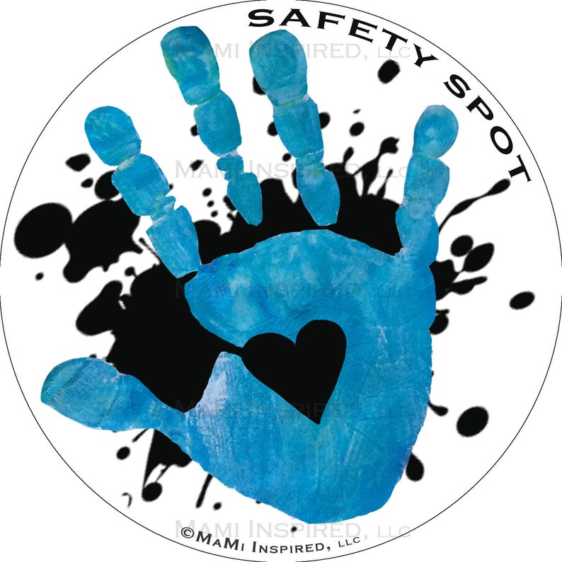 Safety Spot ™ Kids Hand Car Magnet Toddler Child Car Spot, Car Safety Kids Car Safety Parking Lot Handprint Safe Spot to Stand Reapply SPLAT Blue