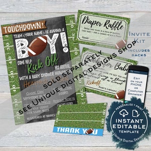 Football Baby Shower Invitation Baby Sprinkle Baby Boy Invite Touchdown Chalkboard Digital Template Custom Printable INSTANT EDITABLE 5x74x6 image 6