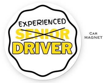 Safety Spot ® Reusable Experienced Senior Driver Car Magnet, Funny Removable Elderly Birthday Gag Gift Prank for Grandparents - White Yellow
