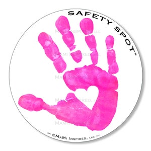 Safety Spot Car Decal Kids Handprint Vinyl Decal, Handprint Kids Car Safety, Parking Lot Safety, Handprint Safe Spot to Stand Pink