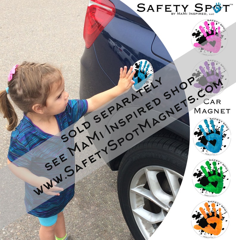 Safety Spot ® Kids Hand Car Magnet, Toddler Child Handprint Car Safety, Kids Car Safety Parking Lot Safety Handprint Safe Spot to Stand GRAY image 10