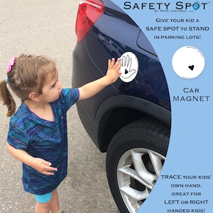 Safety Spot ® 子供用ハンドカーマグネット、幼児用子供用ハンドプリントカーセーフティ、子供用カーセーフティ駐車場安全ハンドプリント安全スポットスタンド BLANK