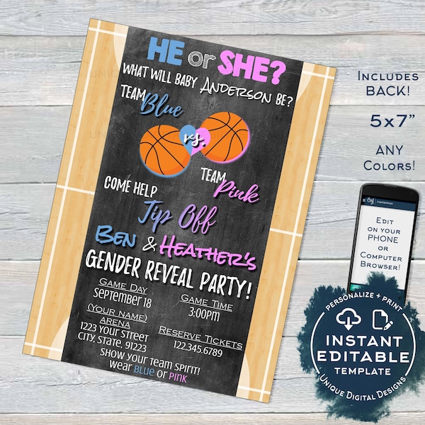 Basketball Gender Reveal Etsy