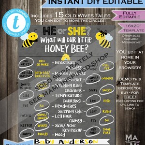 Biene Geburtstag einladen - Honigbienenstock - Honigwabe - 1. Geburtstagseinladung - Jeder Geburtstag - Eins - Tafel - Printable 5x7 SOFORT selbst BEARBEITBAR Bild 5