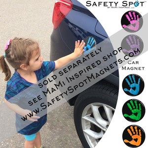 Safety Spot ® Kids Hand Car Magnet, Toddler Child Handprint Car Safety, Kids Car Safety Parking Lot Safety Handprint Safe Spot to Stand GRAY image 9