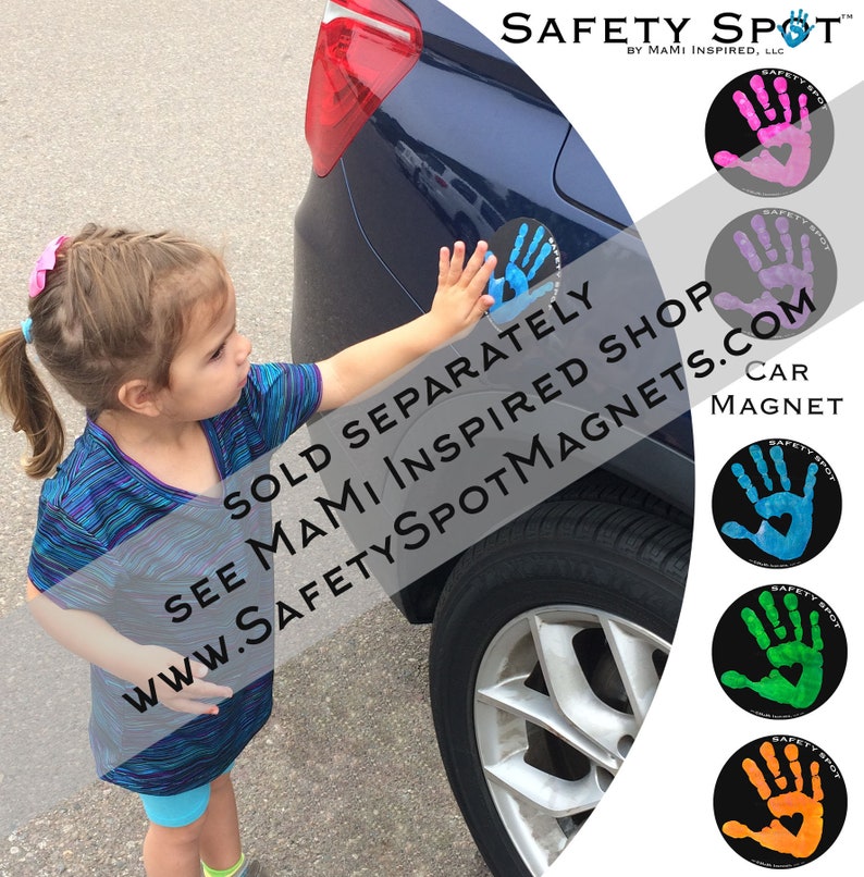 Safety Spot ® Kids Hand Car Magnet, Toddler Child Handprint Car Safety, Kids Car Safety Parking Lot Safety Handprint Safe Spot to Stand GRAY image 9
