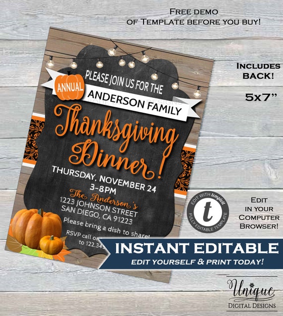 Free Printable Thanksgiving Invitation Template Free