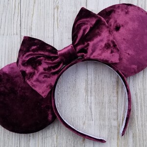 Burgundy Velvet Minnie Mouse Ears, Velvet Disney Ears, Christmas Minnie Ears, Holiday Disney Ears, Christmas Disney Ears, Holiday Ears