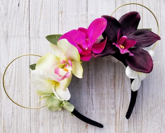 Tropical Disney Ears, Wire Minnie Ears, Floral Minnie Ears  display picture 2