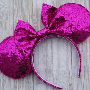Pink Minnie Ears, Hot Pink Minnie Ears, Disney Ears, Sparkly Pink Minnie Ears, Pink Disney Ears