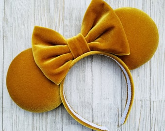 Yellow Velvet Minnie Ears, Velvet Minnie Ears, Mickey Ears, Velvet Disney Ears, Disney Ears, Minnie Ears, Mickey Ears, Fall Minnie Ears