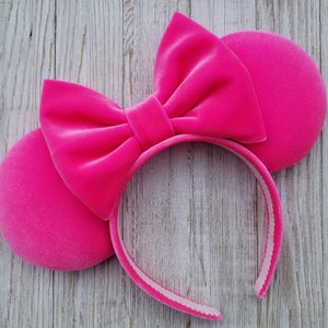Hot Pink Velvet Minnie Ears, Pink Velvet Disney Ears, Disney Ears, Minnie Mouse Ears, Mickey Mouse Ears, Neon Pink Velvet Mickey Ears