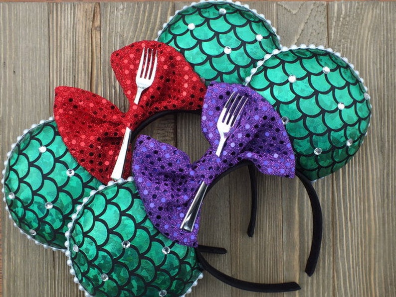 Little Mermaid ears , Minnie Mouse Ears , Ariel Mickey Ears, Ariel Ears , Ariel Minnie Ears , Mouse Ears , Disney Ears, Headband Ears, image 2