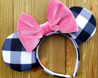 Disney Ears, Minnie Ears, Mickey Ears, Buffalo Plaid Minnie Ears, Minnie Mouse Ears, Mickey Mouse Ears, Disney Headband, Minnie Mouse