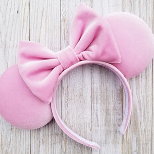 Pink Velvet Minnie Ears, Pink Velvet Disney Ears, Disney Ears, Minnie Mouse Ears, Mickey Mouse Ears, Pale Pink Velvet Mickey Ears