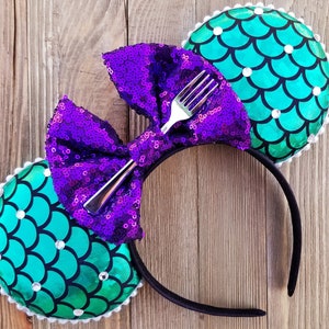 minnie mouse ears, disney ears, little mermaid ears, Ariel ears, ariel minnie ears, areil mickey ears, mickey ears, minnie ears, disney