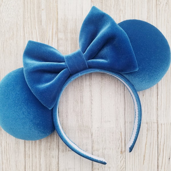 Disney Ears, Minnie Ears, Mickey Ears, Blue Velvet Mickey Ears, Blue Velvet Minnie Ears, Blue Disney Ears, Blue Minnie Ears, Blue Ears