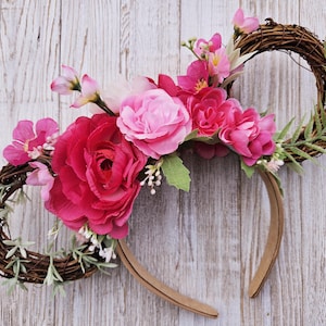 Floral Minnie Ears, Flower Minnie Ears, Pink Floral Minnie Ears, Mickey Ears, Minnie Ears, Disney Headband, Food And Wine Festival Ears