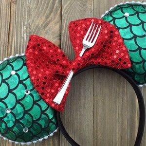 Little Mermaid ears , Minnie Mouse Ears , Ariel Mickey Ears, Ariel Ears , Ariel Minnie Ears , Mouse Ears , Disney Ears, Headband Ears, image 3