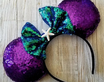 Ariel Minnie Ears, Little Mermaid Ears, Minnie Mouse Ears, Disney Ears, Mickey Ears, Mermaid Ears, Mickey Mouse Ears, Minnie Mouse Ears