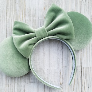 Sage Green Velvet Minnie Ears, Velvet Minnie Ears, Mickey Ears,Velvet Disney Ears, Disney Ears, Minnie Ears, Mickey Ears, Spring Minnie Ears
