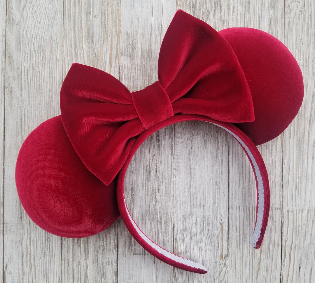 Red Velvet Minnie Ears, Holiday Minnie Ears, Christmas Minnie Ears