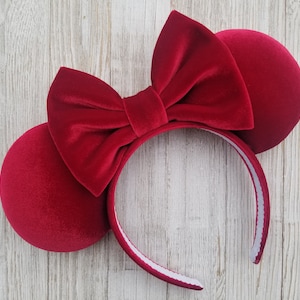 Red velvet minnie ears, holiday minnie ears, Christmas minnie ears, disney ears, minnie ears, mickey ears, minnie mouse ears, minnie