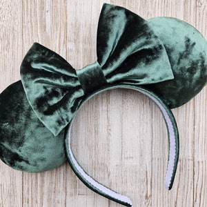 Christmas Disney Ears, Velvet Minnie Ears, Green Velvet Ears, Minnie Ears, Mickey Ears, Holiday Disney Ears