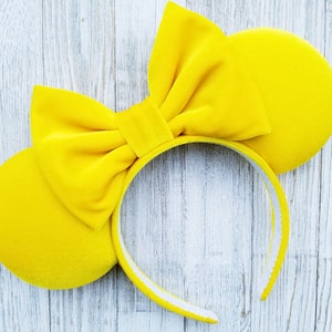 Yellow Velvet Minnie Mouse Ears, Minnie Ears, Yellow Minnie Ears, Disney Ears, Fall Minnie Ears, Yellow Velvet Mickey Ears, Mickey Ears