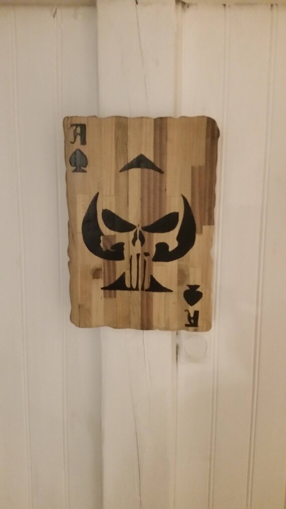 Decoration ace of Spades Punisher Wooden Recycled Etsy